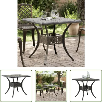 Image de The Living Store Table de jardin Bronzes 80x80x75 cm Fonte d'aluminium