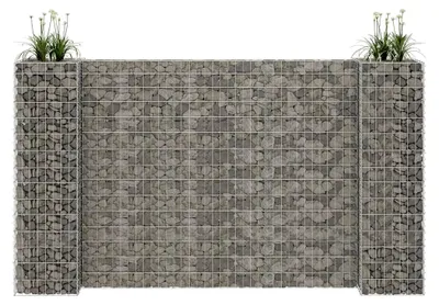 Produktbild von H-förmiger Gabionen-Pflanzkorb aus Metall, Hochbeet, Gabionen-Zaun, Steinkorb Blumenkasten, Pflanzkübel, Gabionen Hochbeet, Stahldraht 260x40x150 cm