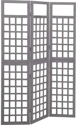 Produktbild von The Living Store Spalier/Paravent 3-teilig Massivholz Tanne Grau 121x180 cm