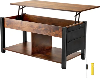 A lift-top coffee table with storage.