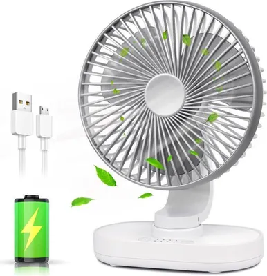 Produktbild von Kleiner Ventilator, 4000-mAh-Oszillationsventilator, wiederaufladbarer Ventilator, tragbarer Tischventilator, USB-Ventilator