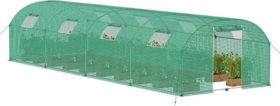 Produktbild von Gewächshaus Foliengewächshaus 3x8 m Folientunnel Tomatengewächshaus Tomatenhaus 24 m? mit 8 Fenster Treibhaus Tomatendach Gartengewächshäuser für Anzucht & Pflanzenzucht