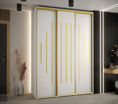 Produktbild von Kleiderschrank ASIRI 12 – 170/45 cm, weiß/gold