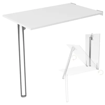 Image de Table pliante murale avec pied de table plateau 80x50 cm en blanc table pliante table de salle à manger table de cuisine table de bar stable murale