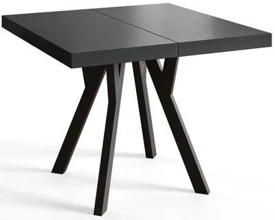 Produktbild von Quadratisch Esstisch Ausziehbar Rico, Moderner Wohnzimmertisch 80-130 cm, Solide Konstruktion und Holzbeine, Schwarz
