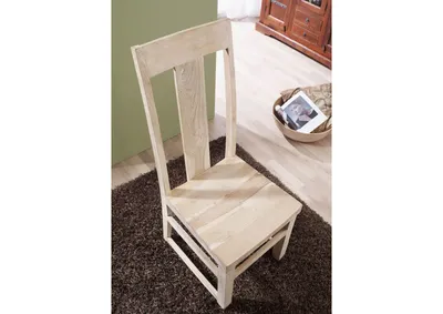 Produktbild von MASSIVMOEBEL24 Stuhl Akazie 45x47x110 white stone getüncht  NATURE WHITE #122
