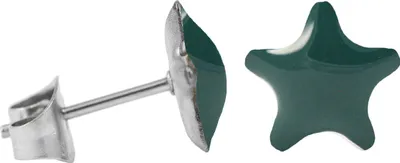 Produktbild von Chirurgenstahl Ohrstecker Emaille Stern Farbe - Dunkelgrün