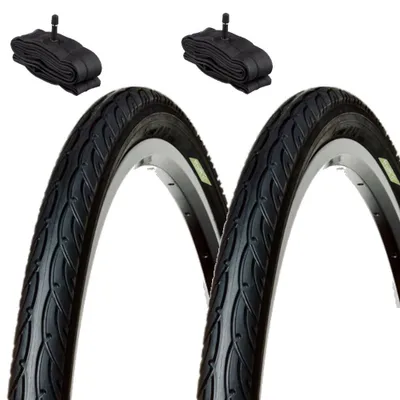 Produktbild von Fahrradreifen 26 x 1,95 Zoll, Slick Straßenprofil, inklusive Schlauch, für Hybrid- und Mountainbike