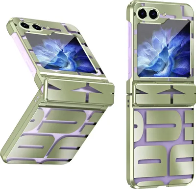 Immagine prodotto di Custodia per Samsung Galaxy Z Flip 5, custodia trasparente galvanizzata con protezione della cerniera verde