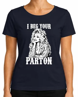 Productafbeelding van "I Beg Your Parton" Dolly T-shirt, country muziek, Nashville, fan, zangeres, retro, dames, marineblauw, maat L
