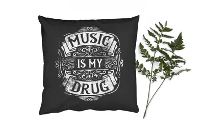 Produktbild von MuchoWow® Zierkissen Sofakissen Wohnzimmer Dekokissen 50x50 cm Musik - Retro - Zitat - Komfort - Sofakissen