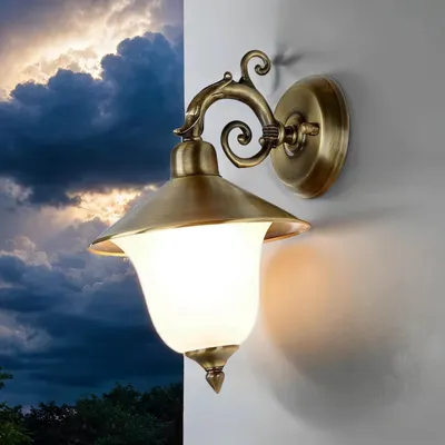 Produktbild von Verzierte Wandlampe Messing Glas außen Rustikal antik ANDROS Außenleuchte Haus Haustür Hof Terrasse