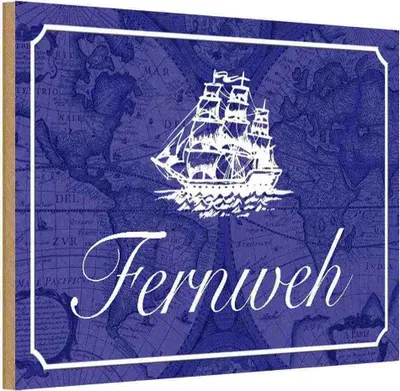 Produktbild von vianmo Holzschild 20x30 cm Fernweh Schiff Meer Abenteuer Reisen