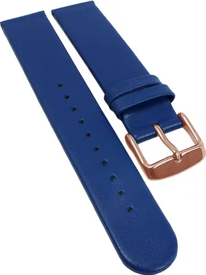 Produktbild von Minott Vegan Uhrenarmband Apfelfaser blau flach gleichlaufend , Stegbreite:20mm, Schließe:Roséfarben