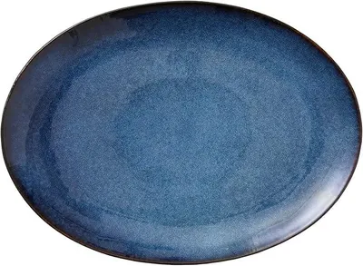 Image de Plateau Bitz Gastro ovale noir/bleu foncé 45 x 34 cm