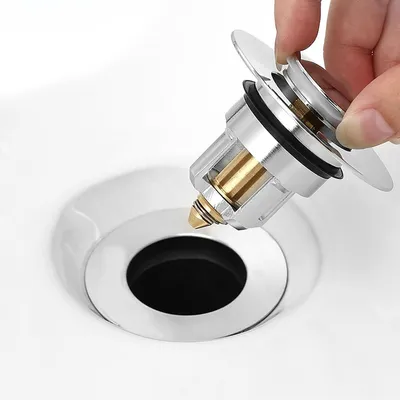 Produktbild von Pop-up-Ablaufstopfen für Waschbecken – Edelstahlstopfen für Abflussöffnungen von 25-38 mm – Verstopfungshemmung mit Abflusssieb – Stopfen für Spüle – 1 Stück