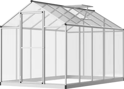 Image de Outsunny Serre de Jardin 3 x 2 m Aluminium Polycarbonate 5,5 m² Fondation Lucarne Porte loquet