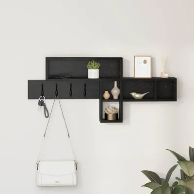 Image de Maison Exclusive - Table de chevet murale avec étagère, aspect chêne noir