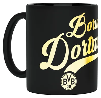 Produktbild von Dortmund Borussia BVB Tasse mit Metallic Schriftzug