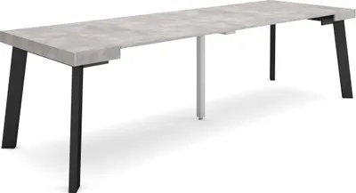 Produktbild von Ausziehbarertisch, 262x90x73cm, Für 12 Gäste, Hölzerne Beine, Zementgrau