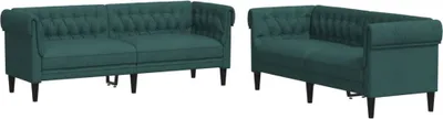Imagen del producto de vidaXL Juego de 2 sofás, color verde oscuro, tapizados en tela