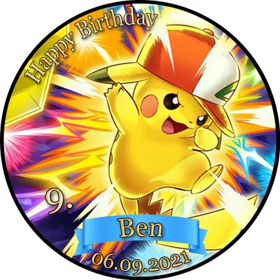 Produktbild von Tortenaufleger Fototorte Kindergeburtstag Pokemon Pikachu PO01 (Zuckerpapier) Rund 20 cm Ø ohne Foto