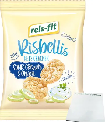 Produktbild von Reis-Fit Risbellis Reis Cracker Sour-Cream & Onion (40g Packung) + usy Block