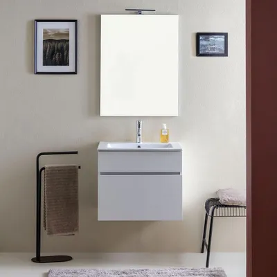 Immagine prodotto di Mobile da bagno sospeso 60 cm bianco legno | Sole