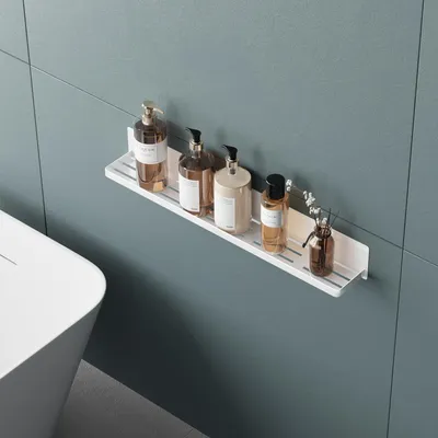 Produktbild von Mai & Mai Duschablage ohne Bohren, Duschregal magnetisch, selbstklebende Badezimmerablage zur Wandmontage 60cm Weiß Reglo-01