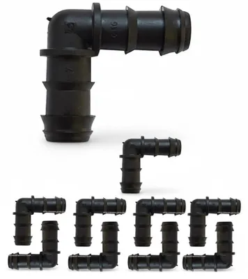 100 Tropfbewässerungswinkel 16 mm, schwarz, Polypropylen