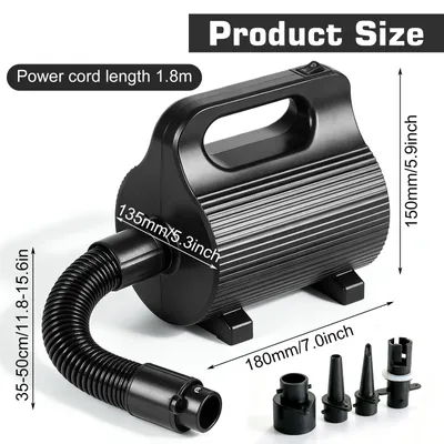 Productafbeelding van Elektrische luchtpomp voor luchtbed, 400 W-600 W, 1100 l/min, 4 mondstukken