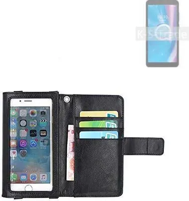 Produktbild von K-S-Trade Handy Hülle Schutz Hülle Kompatibel mit Alcatel 1B (2020) Case mit Displayschutz / Schutzfolie Flip Cover Wallet case Etui Hülle schwarz