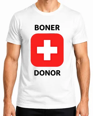Obrázok produktu pre Tričko pre pánov, biela farba, veľkosť XL, vtipný darček na rozlúčku so slobodou, s nápisom "Boner Donor"