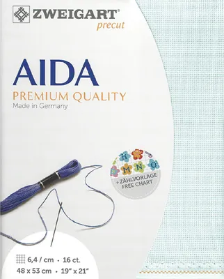 Zdjęcie produktu dla AIDA Zweigart precut 16 ct. Aida 3251 kolor 550 jasnoniebieski, tkanina do haftu krzyżykowego 48x53cm