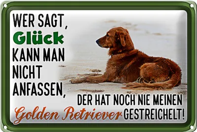 Produktbild von Blechschild Spruch 30x20cm Glück Golden Retriever Hund