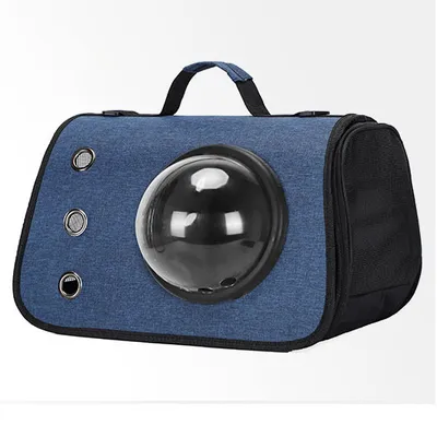 Imagen del producto de AIORBER, transportín para mascotas, con correas de hombro ajustables, transpirable, con acolchado interior, para perros y gatos pequeños, 40x27x25 cm, color azul