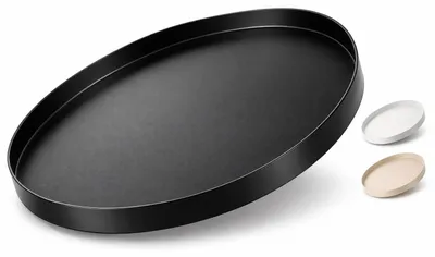Zdjęcie produktu dla Taca okrągła dekoracyjna - Ø 40 cm - Czarny metal - Matowe wykończenie - Do podawania i dekoracji