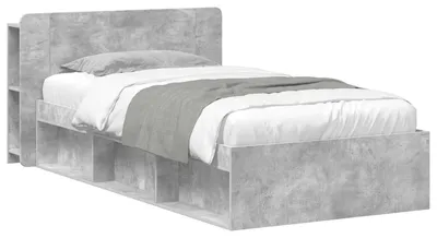 Produktbild von Bettgestell mit Stauraum Betongrau 90 x 200 cm Holzwerkstoff