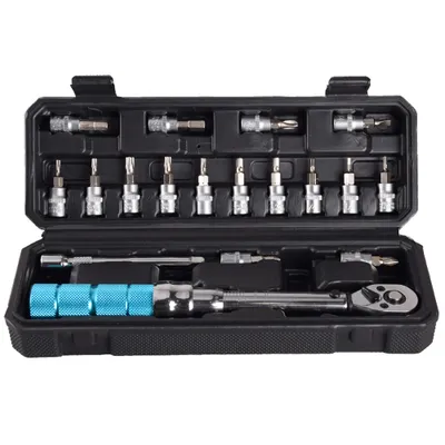 Obrázok produktu pre Momentový kľúč 1/4 palca 2-20 Nm so 16 kusmi bitov: 2 mm, 2,5 mm, 3 mm, 4 mm, 5 mm, 6 mm, 8 mm, PH1, PH2, PH3, T10, T15, T20, T25, T30 a 4x0,8