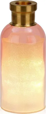 Produktbild von BRUBAKER Lichterflasche "Magie" mit 10 LED Sternen 23 cm Höhe Rosa / Messing