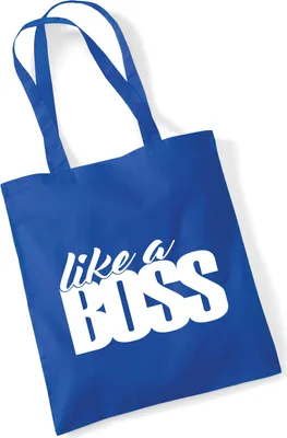 Produktbild von Huuraa Jutebeutel like a Boss Spruch 10 Liter Bright Royal Baumwolle Tasche Geschenkidee