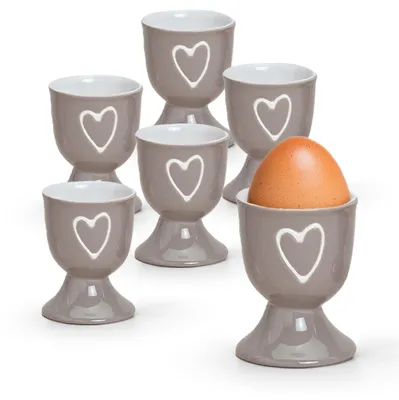 Produktbild von Einfarbige Steingut Eierbecher Landhaus-Stil 6-tlg. Set taupe