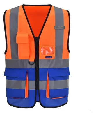 Produktbild von Warnweste mit Reflektorstreifen Reißverschluss Taschen L Orange&Blau