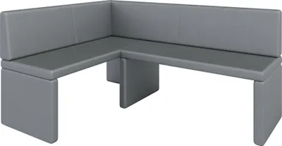 A grey L-shaped bench or banquette is shown against a white background.