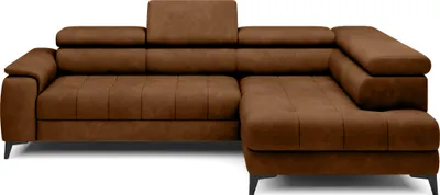 Image de Canapé d'angle DomoHome, modèle indépendant, avec fonction couchage et appuie-tête réglables, méridienne, côté droit, 278 × 197 × 76/98 cm, surface de couchage : 88 × 200 cm, revêtement en tissu marron clair