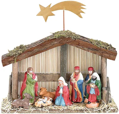 Immagine prodotto di Presepe natalizio (10 pezzi) con statuine in porcellana dipinte a mano