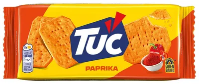 Produktbild von TUC 5410041066005, Salzcracker, Paprika, 100 g, 25 g, Rechteck, 495 kcal