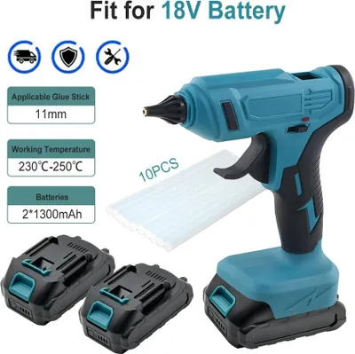Produktbild von Heißklebepistole - Akkubetrieben 100 W - Schnelles Aufheizen - Für 11 mm Klebesticks - Mit 2 Akkus - EU-Stecker