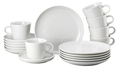 18-tlg. Porzellan-Kaffeeservice, weiß, spülmaschinenfest