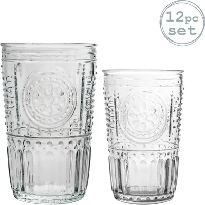 Produktbild von Bormioli Rocco Romantisches Wasser Tumblers und Highball-Cocktail-Gläser - 305ml, 475ml - 12er Set